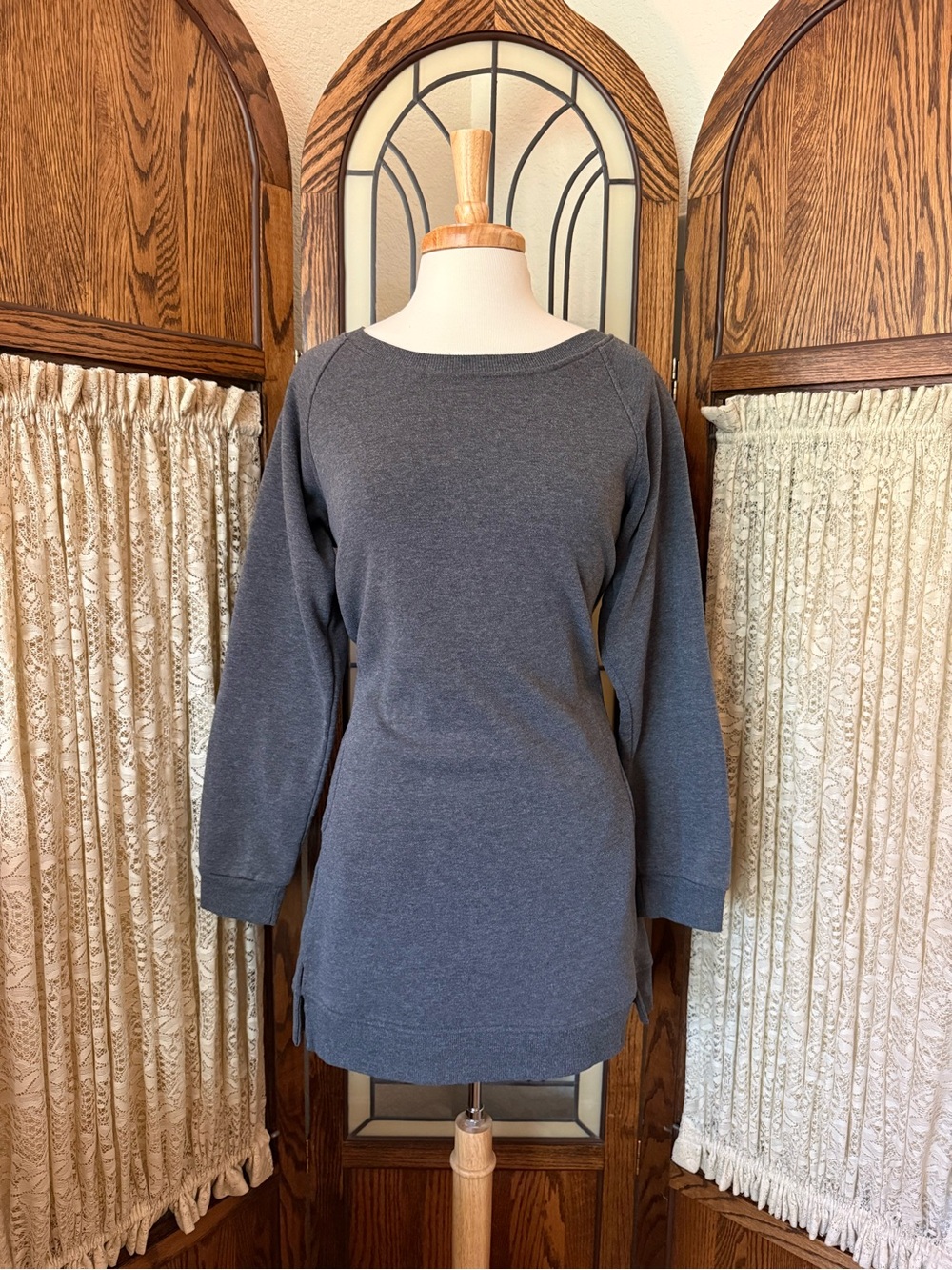 Women's Long Sleeve Boatneck Sweater - Gray